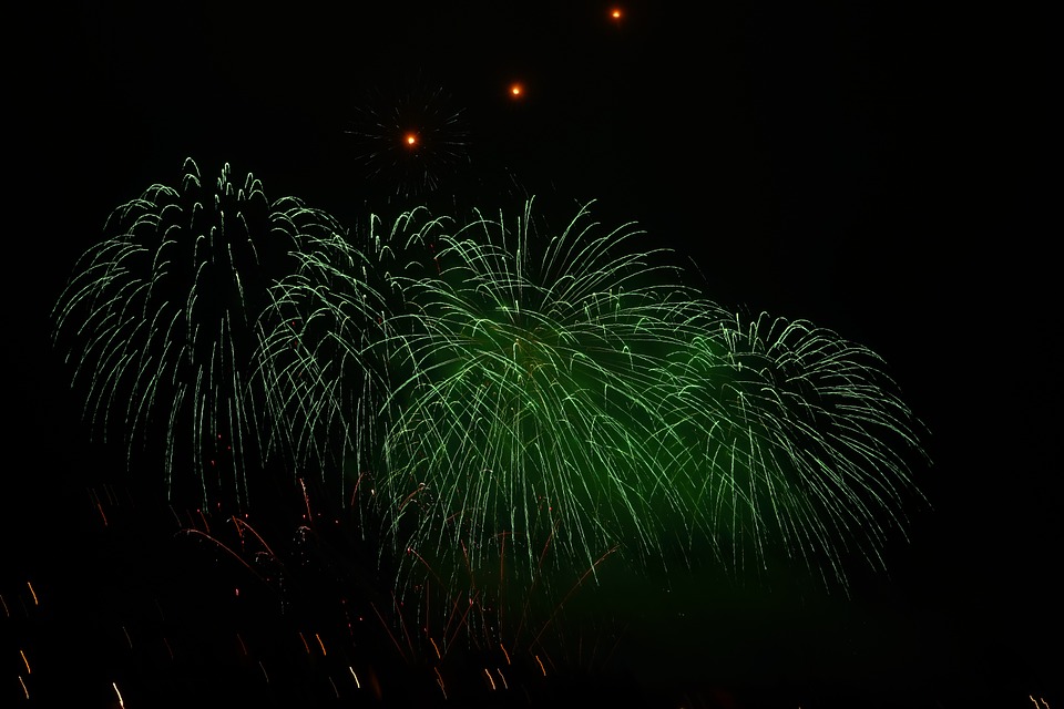 rocket, green, fireworks