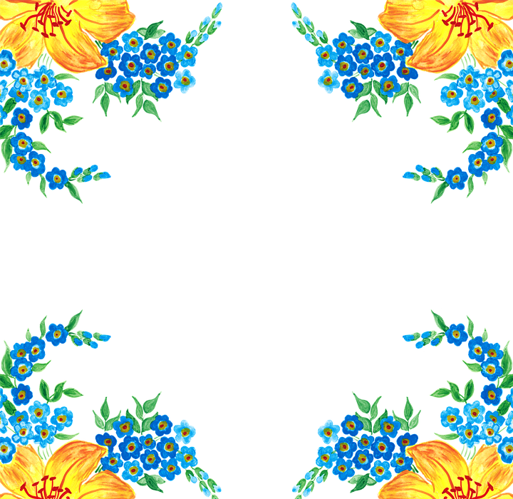 flowers, border, watercolor