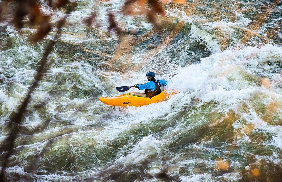 kayak, water, rapids