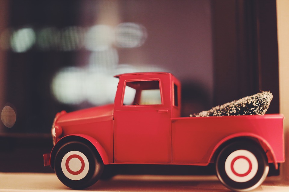toy car, christmas tree, small