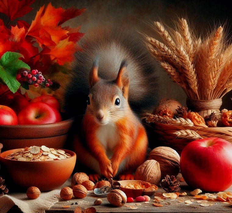 thanksgiving, fall, squirrel