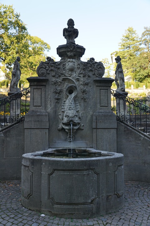 fountain, water, sculpture