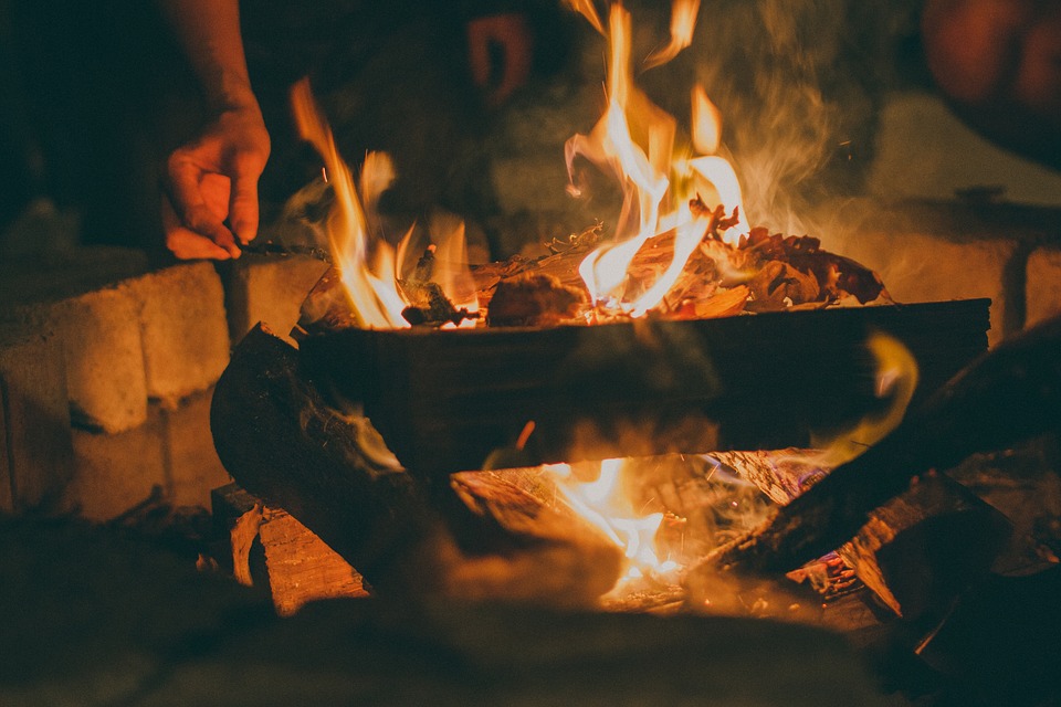 fire, wood, logs