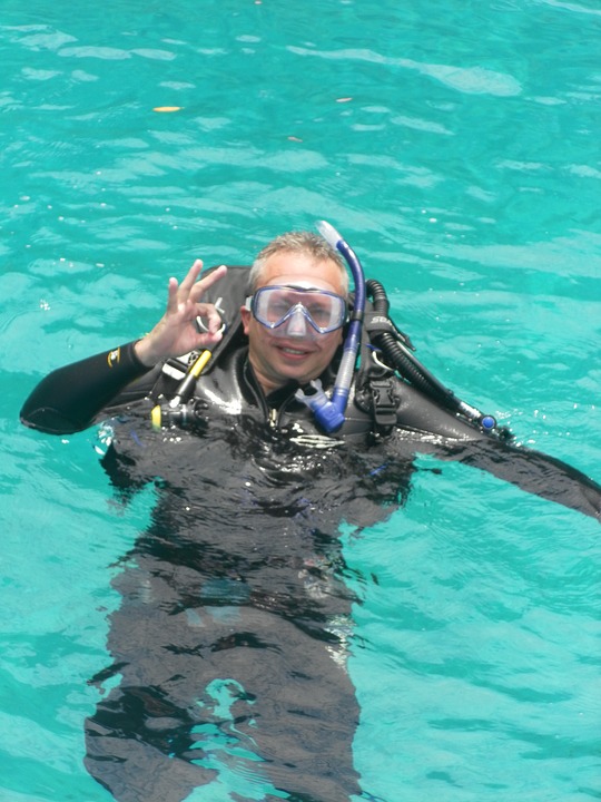 diving, mar, water