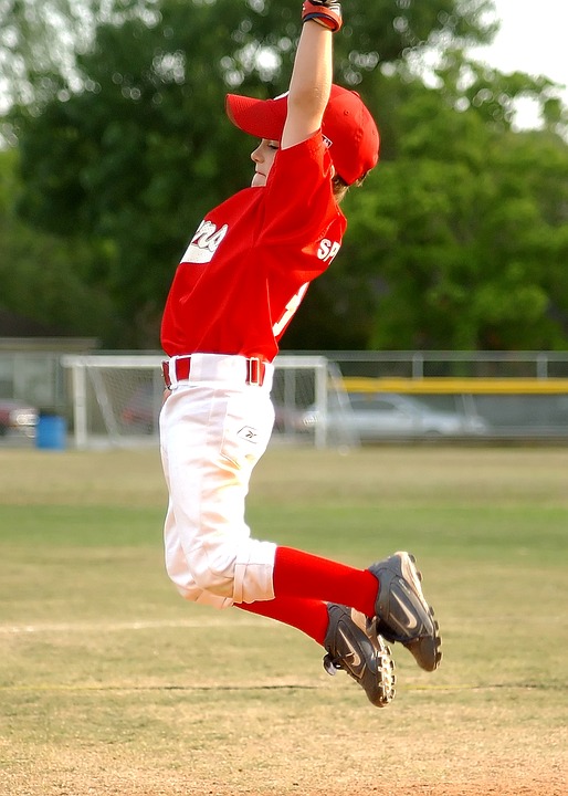 baseball, leaping, player