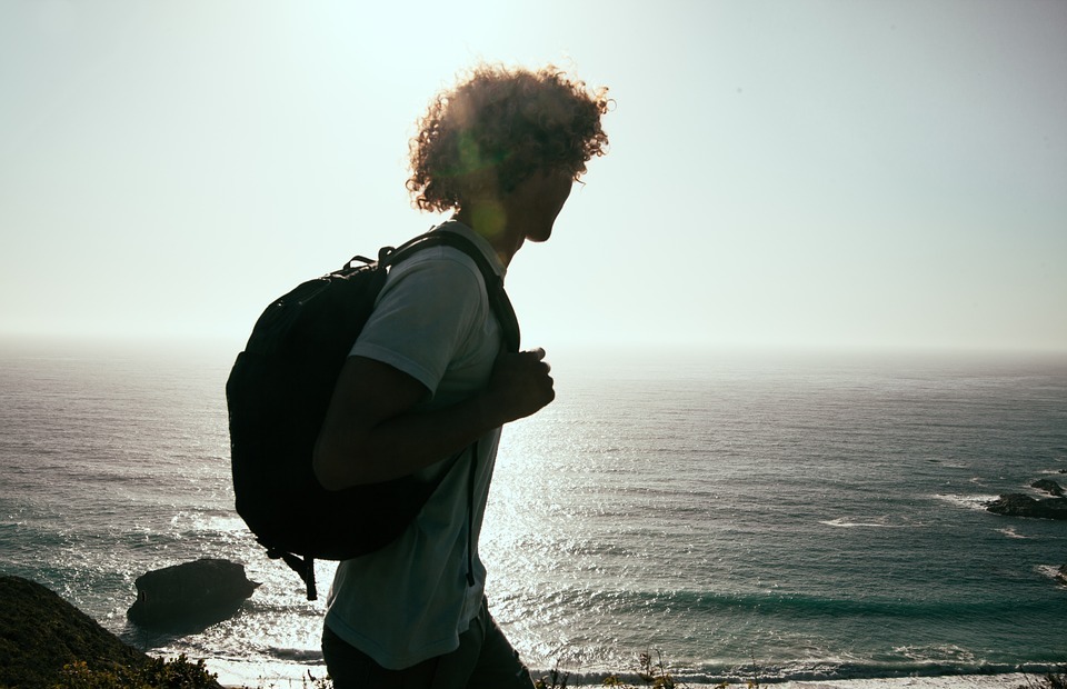 man, hiking, backpack