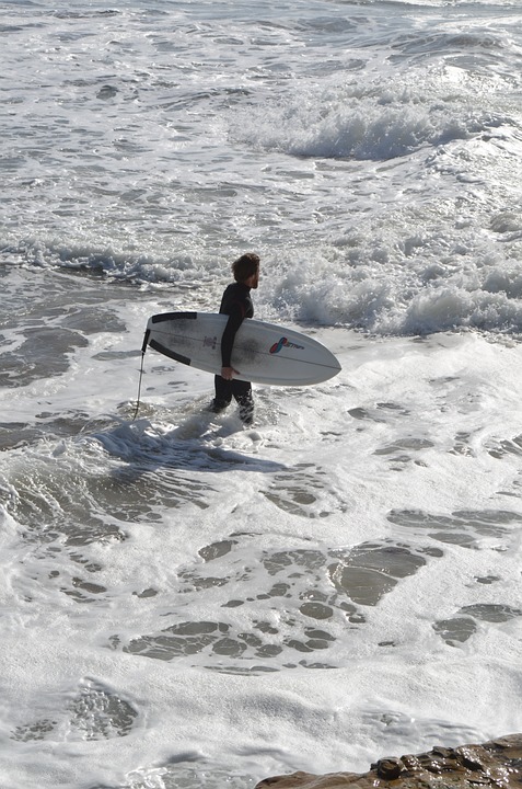 surfer, beach, holiday