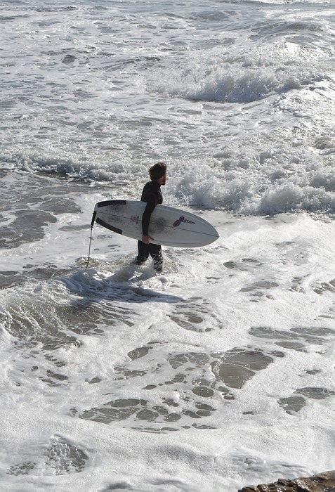 surfer, beach, holiday