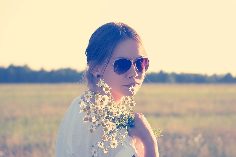 girl, farm, flower