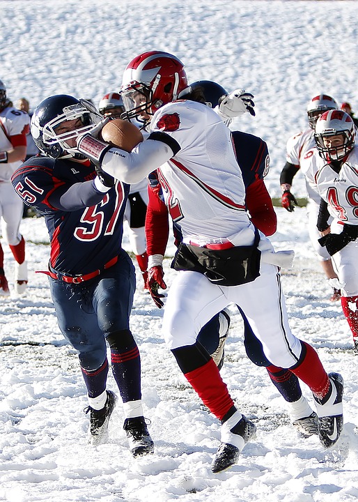 american football, running back, snow