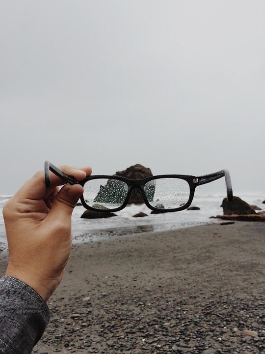 glasses, beach, rain