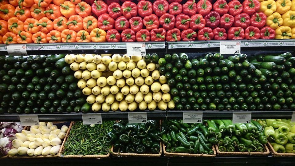 vegetables, shelf, food