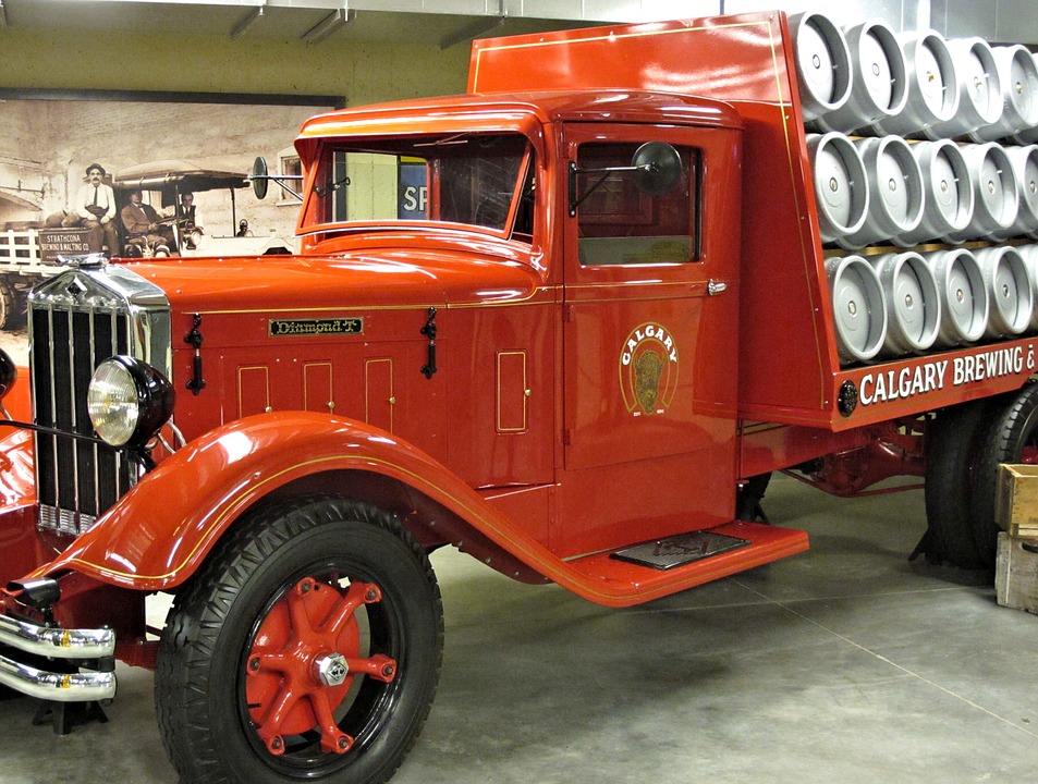 antique, brewing delivery truck, museum