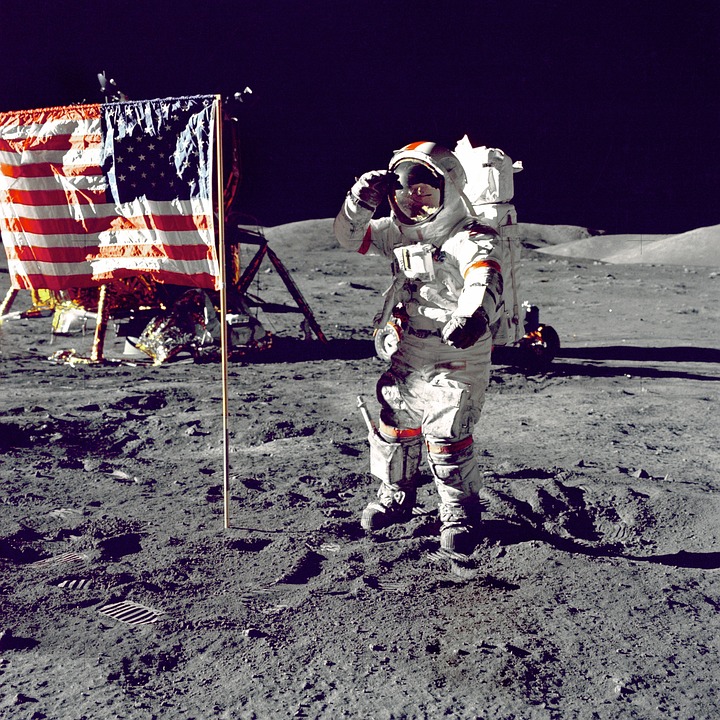 astronaut, american flag, salute
