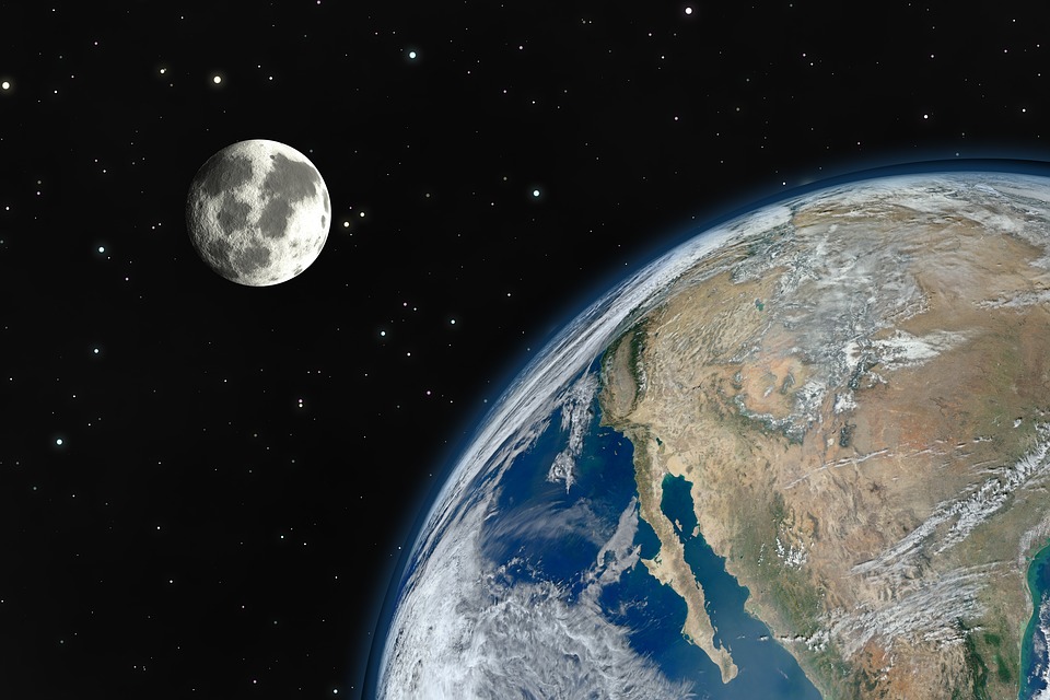 earth, globe, moon