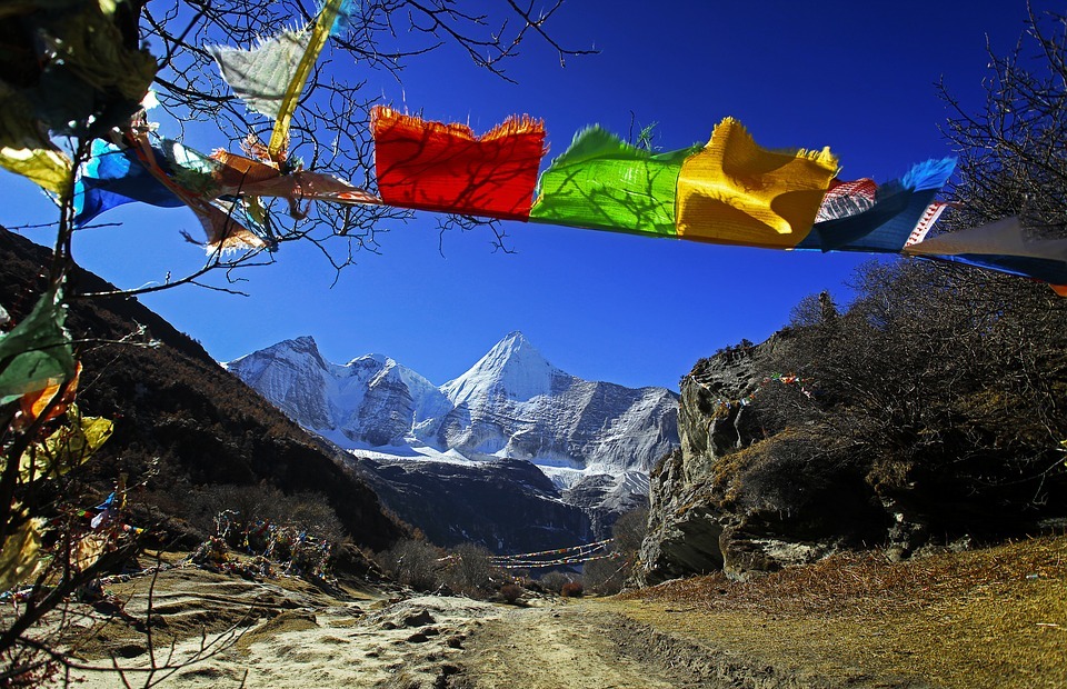 tibet, daocheng, prayer flags