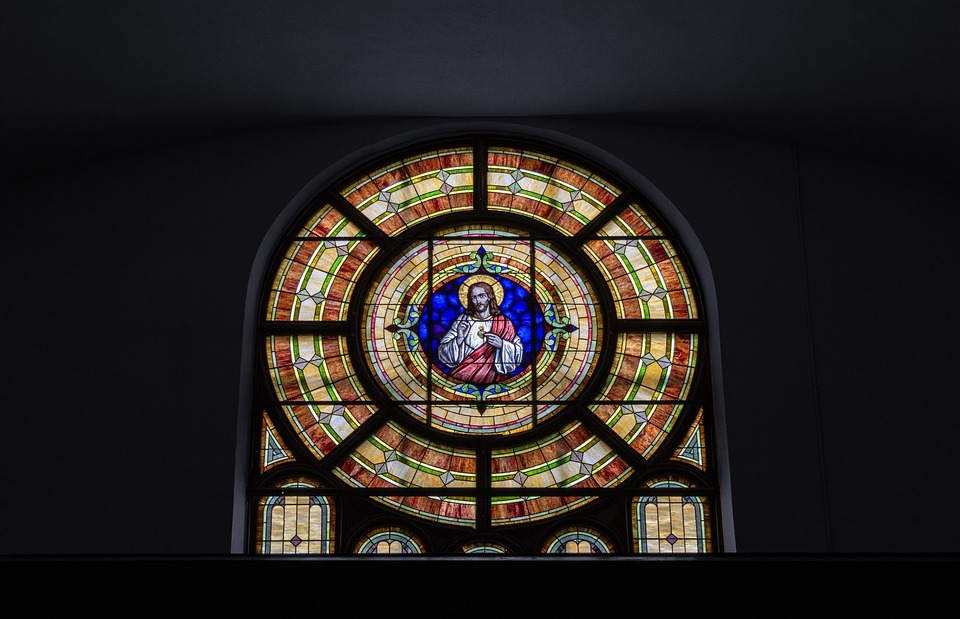 stained glass, jesus, church catholic church
