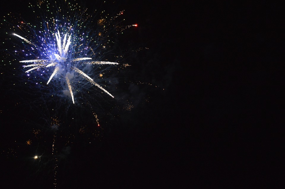 new year, fireworks, blue