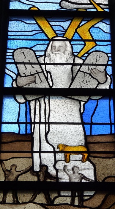 church window, 10 commandments, moses
