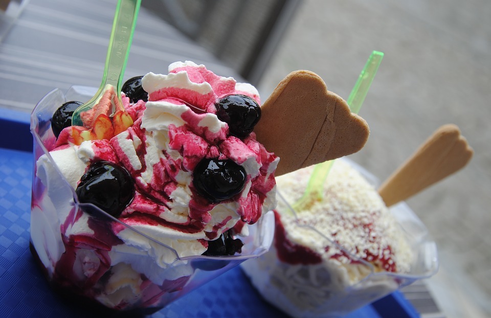 ice cream sundae, ice, summer