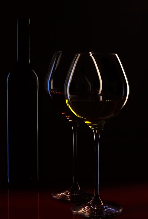 wine bottle, wine glasses, wine