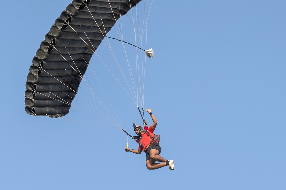 sky diving, sport, parachute