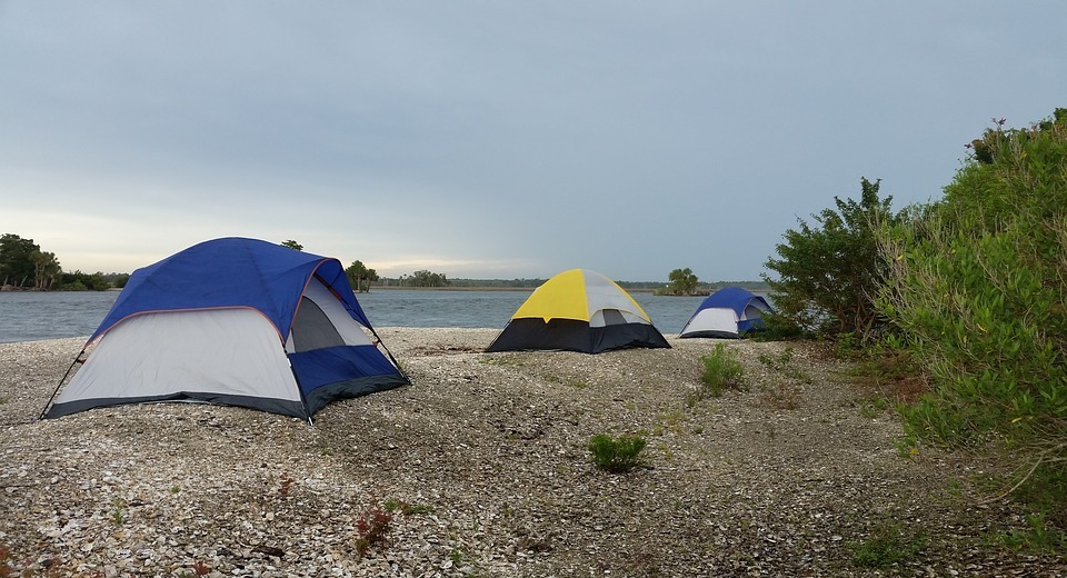 tent, camping, beach