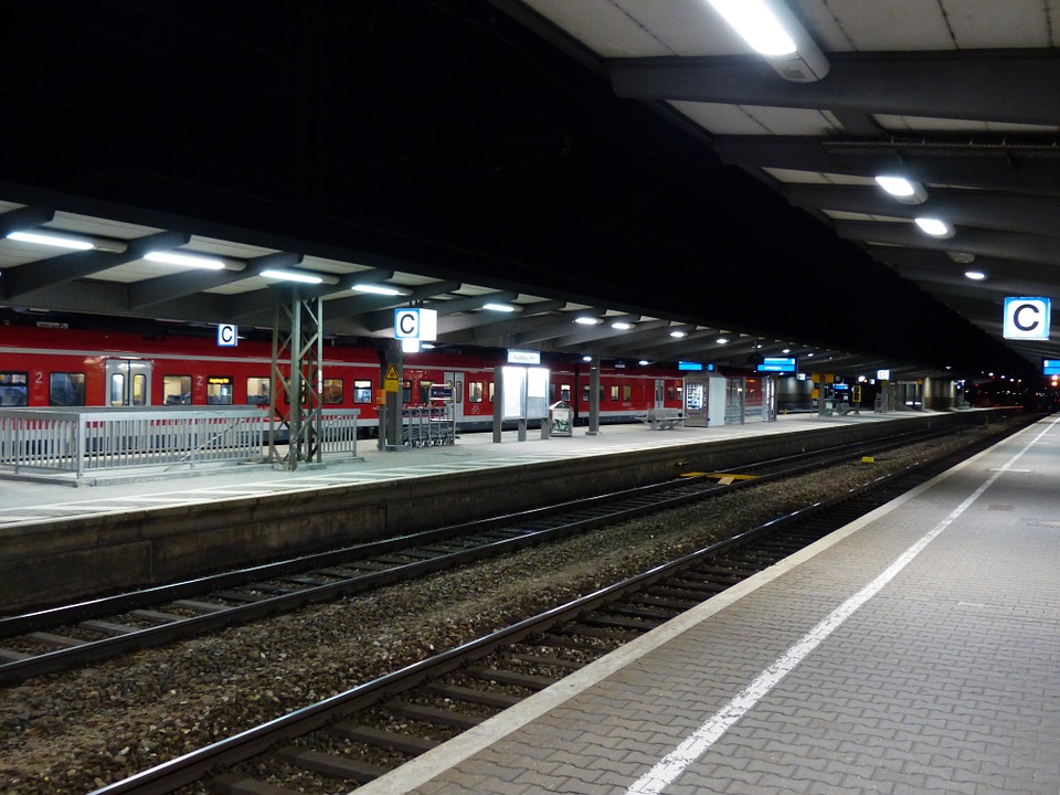 railway station, platform, train