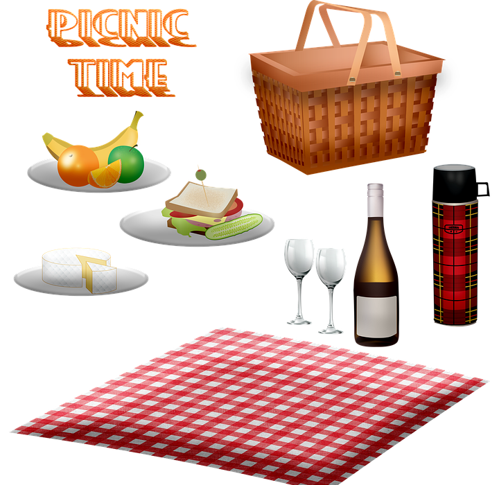 picnic, basket, food