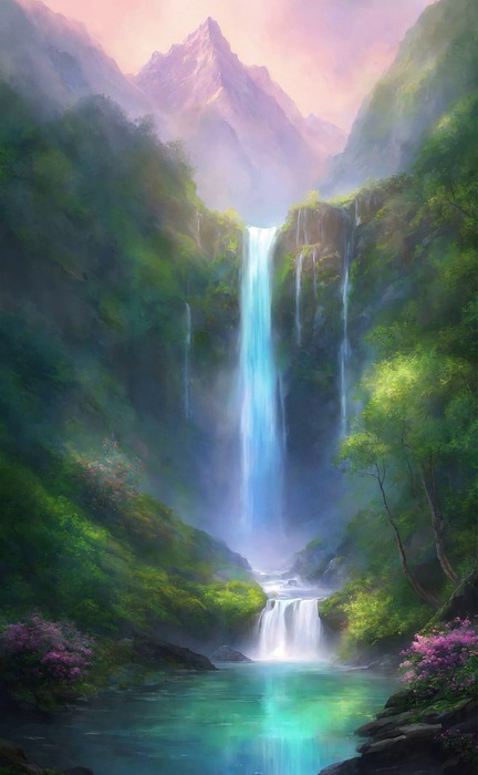 waterfall, ethereal, magic