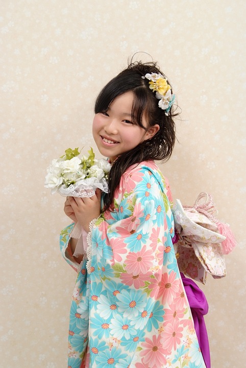 kimono, kids, age ceremony