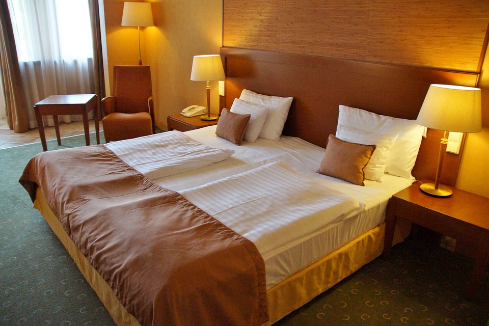 bed, double bed, hotel