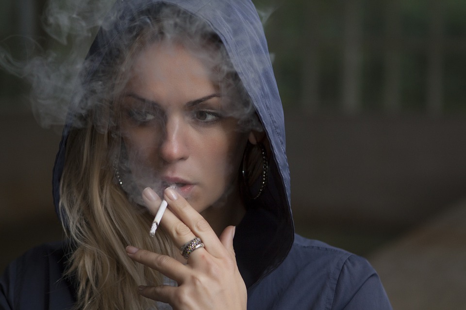 woman, smoking, cigarette