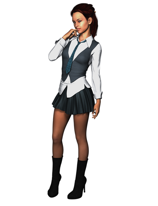 woman, school clothing, uniform