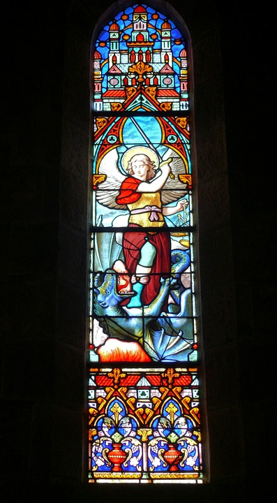 stained glass window, church