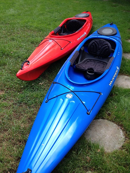 kayak, boat, red