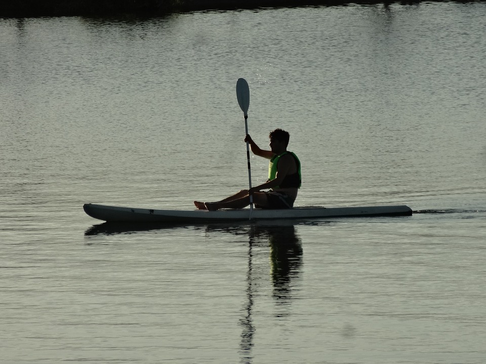man, kayak, lake
