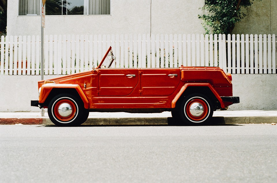 car, vintage, red