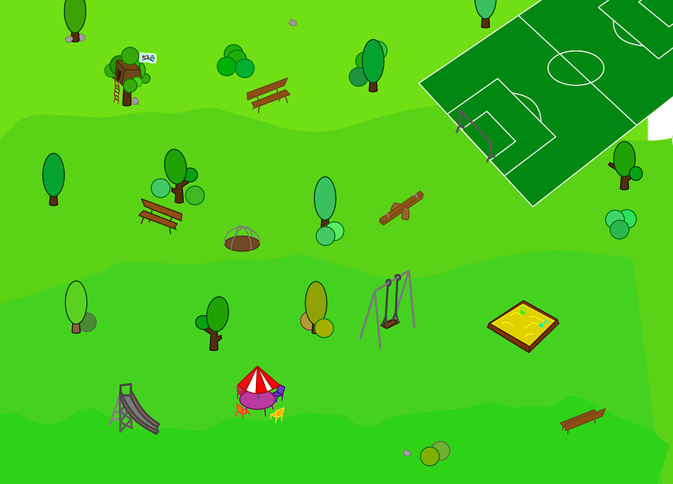 picnic area, park, soccer field