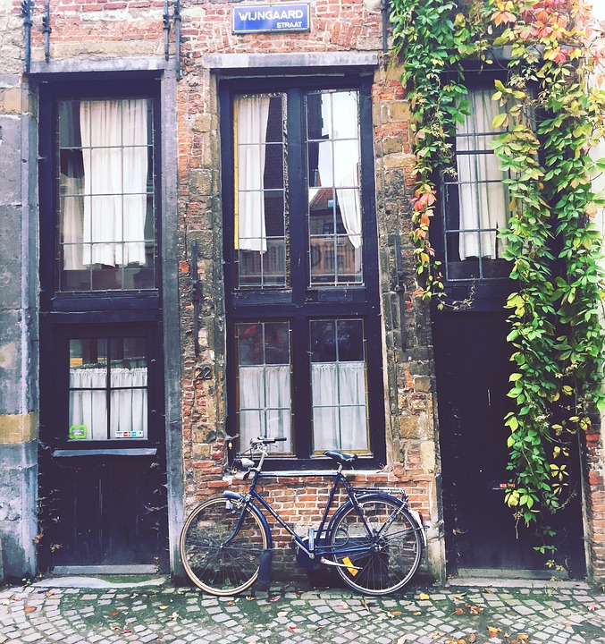 vintage, old house, bike