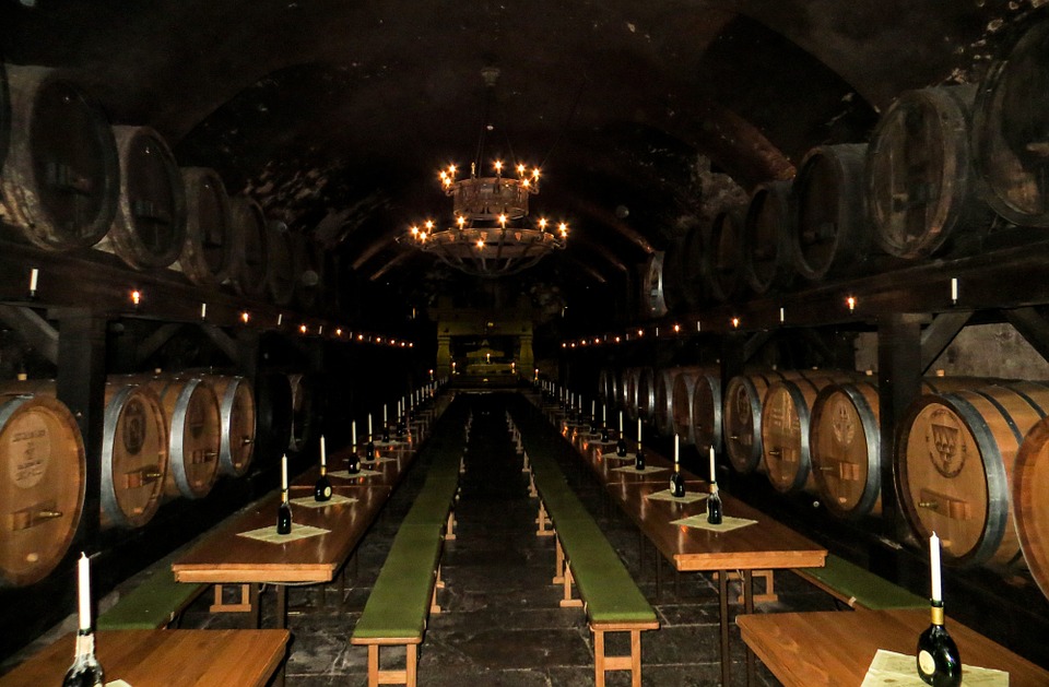 cellar, wine, wine barrels