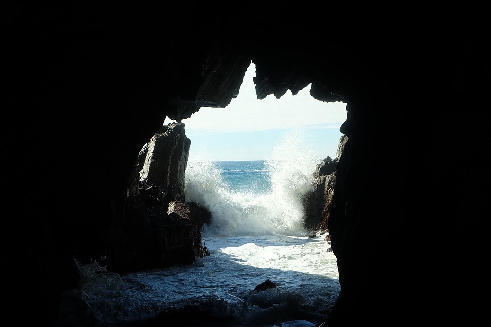 cave, sea, wave