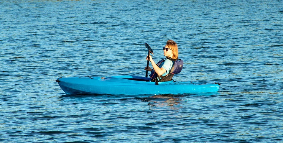 kayak, woman, paddle