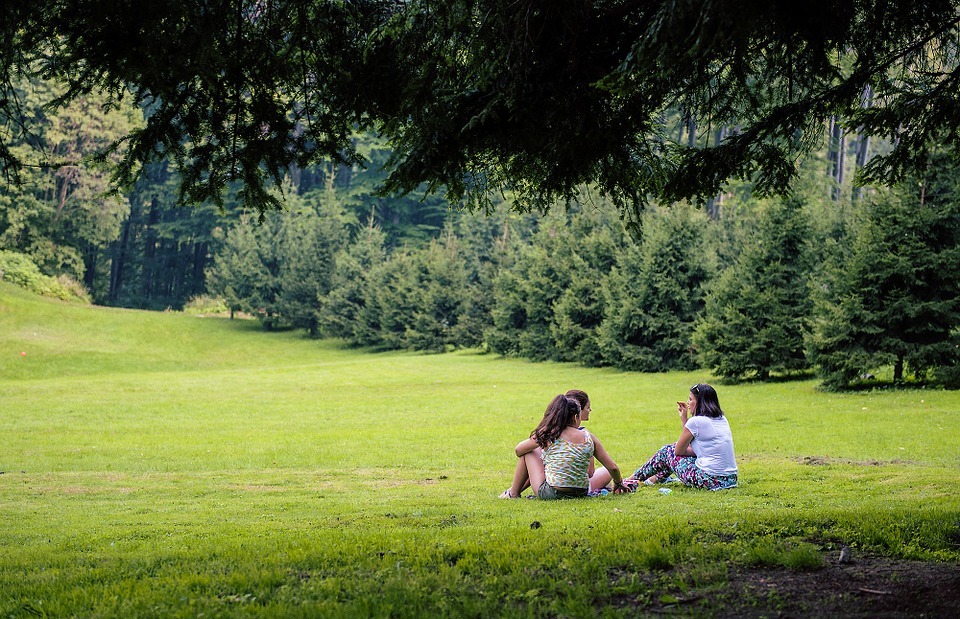 picnic, nature, girls