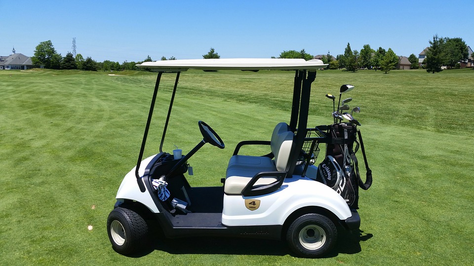 golf cart, grass, outdoor