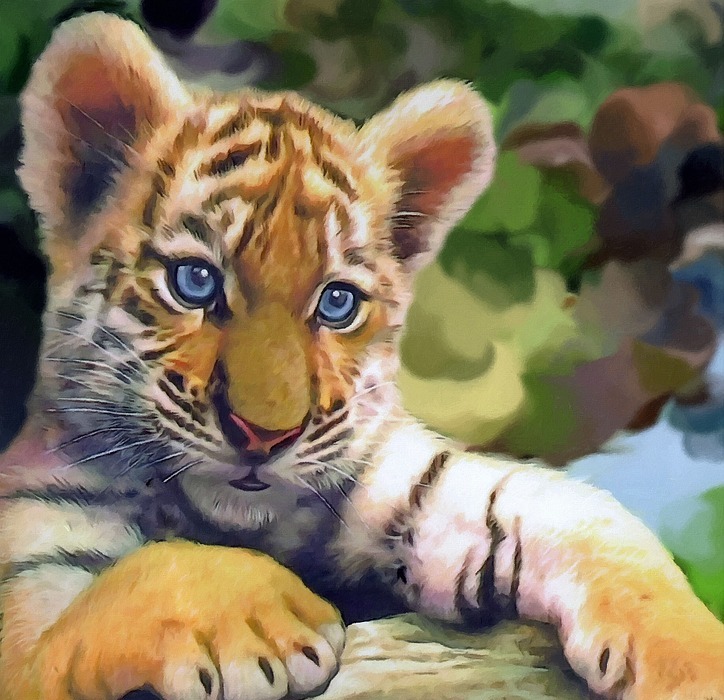 computer art, with structure, tiger baby