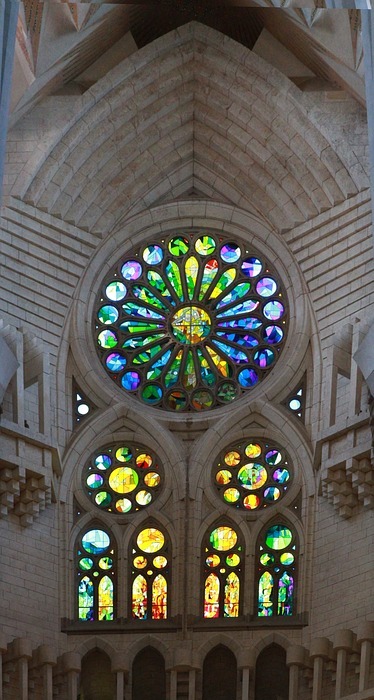 stained glass window, church window, sagrada familia