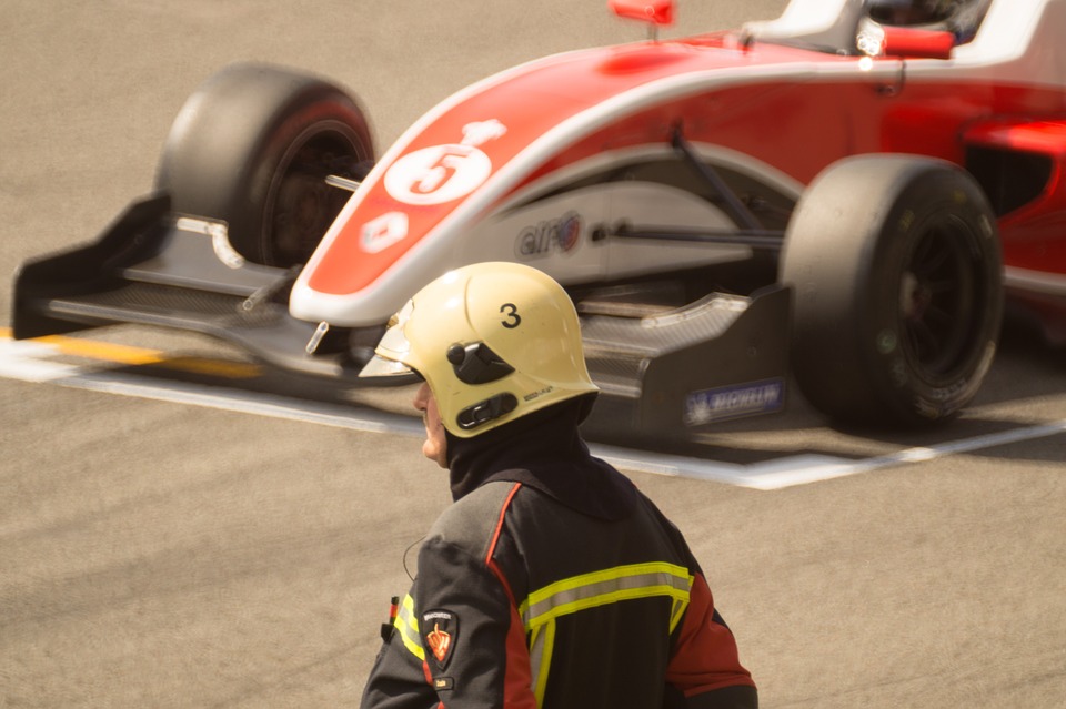 race car, formula one, fireman