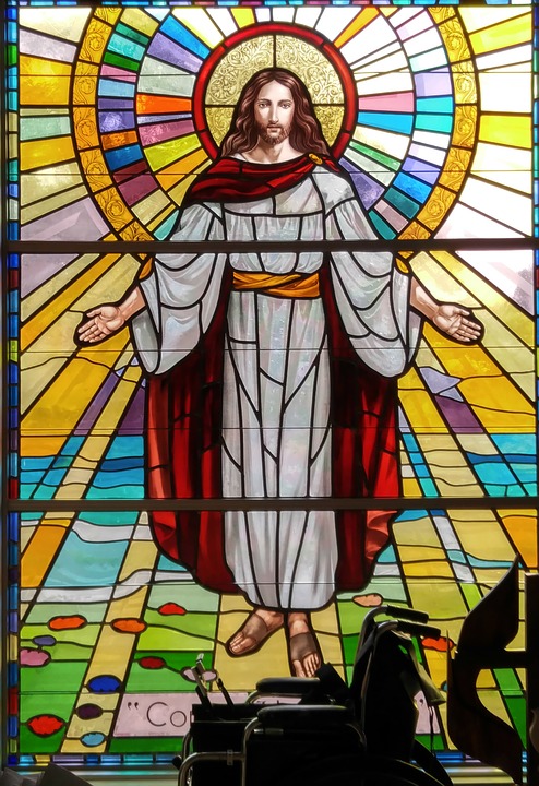 stained glass, jesus, glory