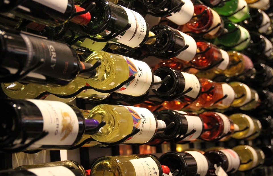 wine, display, bottles